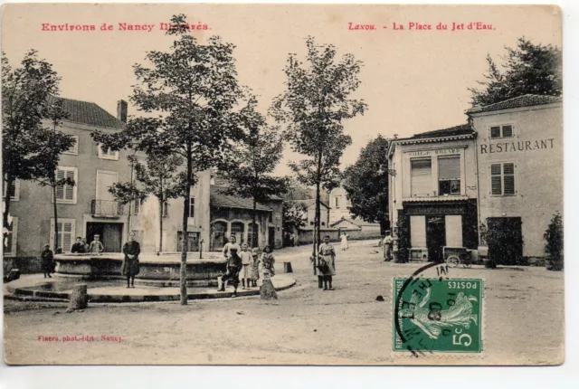LAXOU - Meurthe et Moselle - CPA 54 - Restaurant Place du jet d'eau