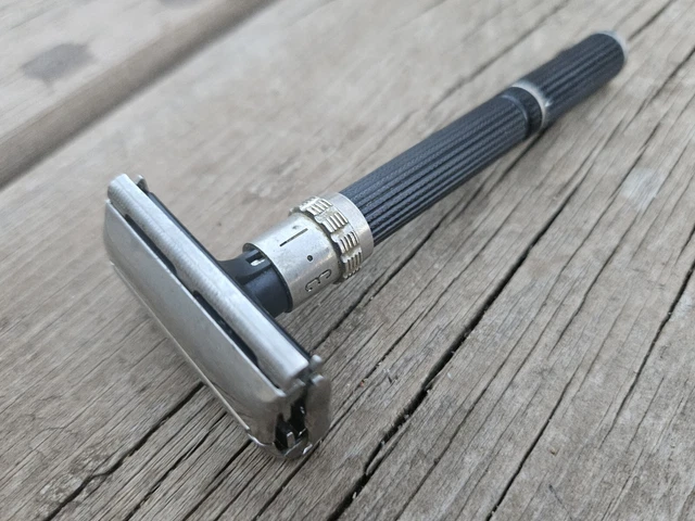 Vintage Gillette Adjustable Safety Razor Black Long Handle