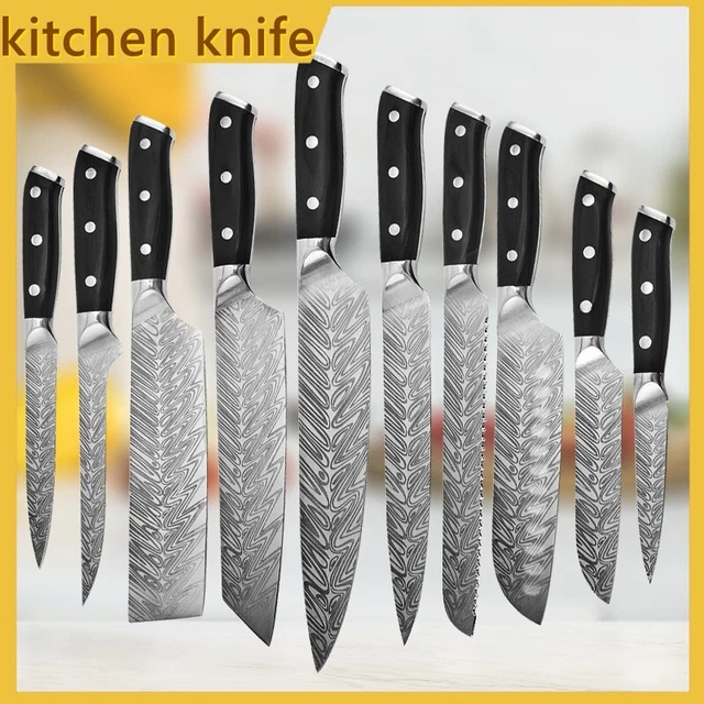 Kitchen Handmade Knives Set Boning Chef Knife Bread Meat Butcher Cooking 10 PCS