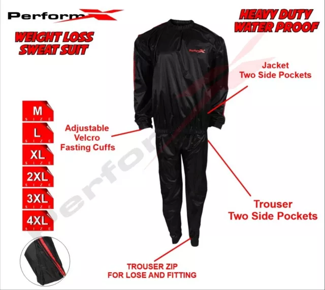 Sweat Sauna Suit Gym Suits Heavy Duty Anti Rip Weight Loss Exercise M.4Xl 2