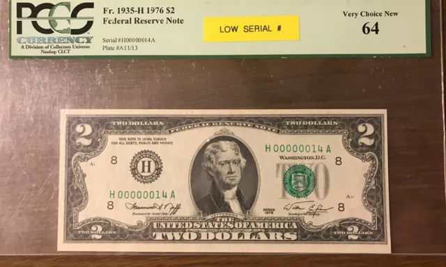 2 dollar bill low serial number