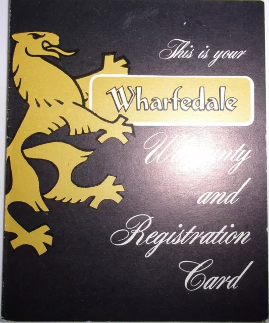 Vintage Wharfedale Warranty & Registration Card 1960