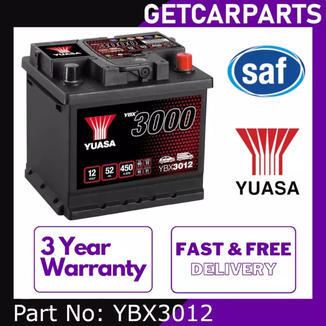 Yuasa YBX3012 12V 52Ah 450A SMF Battery 3 Year Warranty