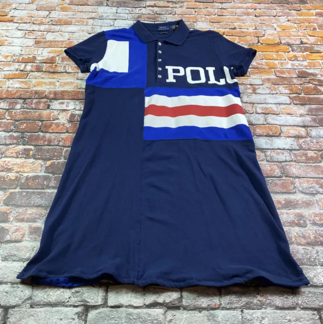 Polo Ralph Lauren Dress Womens M Blue Polo Shirt The Mesh Mini Colorblock