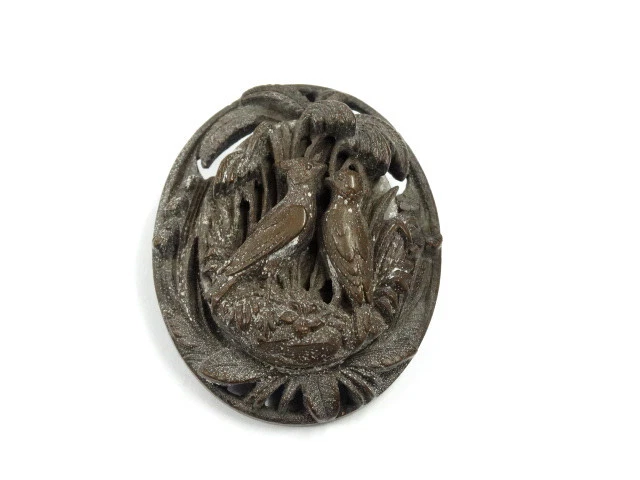 Antike Jet / Gagat - Lavagestein - Brosche - Trauerschmuck um 1880 Antike Jet / Gagat - Lavagestein - Brosche - Trauerschmuck um 1880