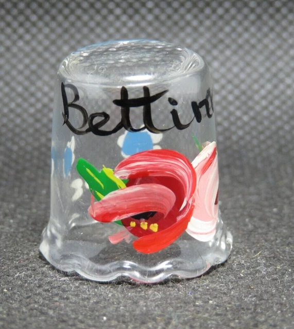 Glass  Thimble - Bettina - Hand Painted - Flowers