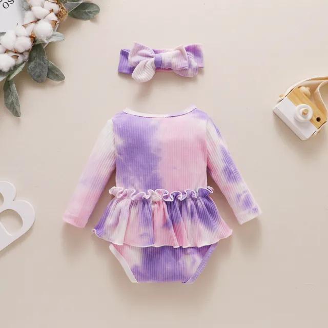 Vestiti neonata neonata romper tuta tintura cravatta top fascia 7