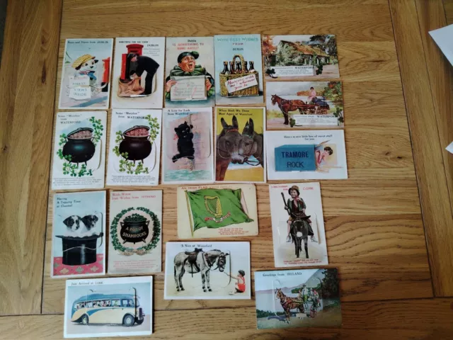 Irish Theme novelty pull-out postcards. All In Tact, Dublin, Cork,Waterford, Ect