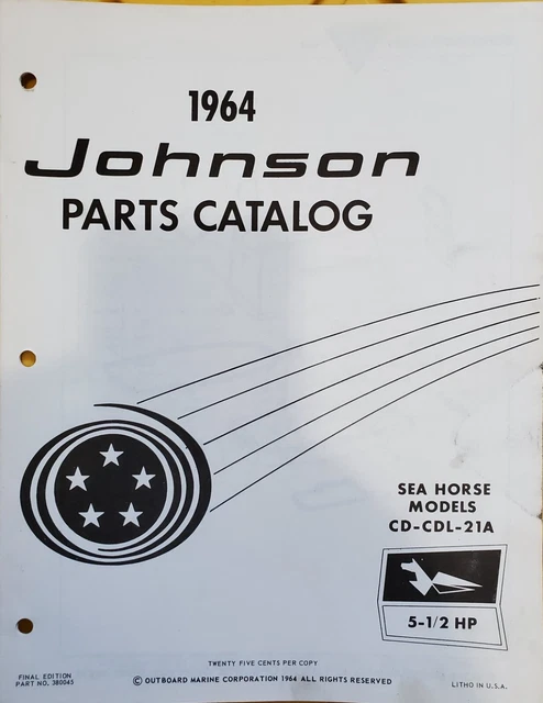 JOHNSON Motor Boat 1964 SEA HORSE 5 1/2 HP CD-CDL-21A No. 380045