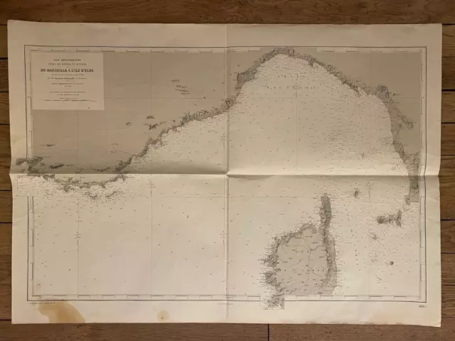 Carte Maritime DE MARSEILLE à L'ILE D'ELBE 1888 édition de décembre 1957