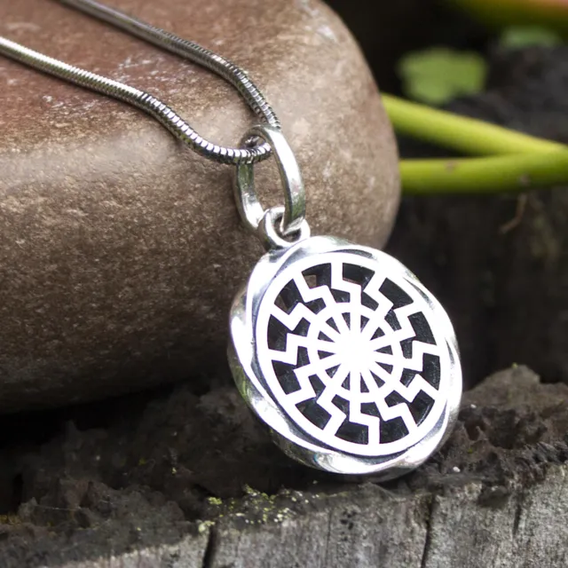 BLACK SUN Pendant Necklace 925 STERLING SILVER