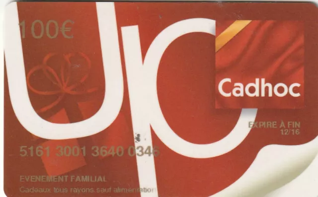CARTE CADEAU  GIFT CARD -  Cadhoc  ( France )
