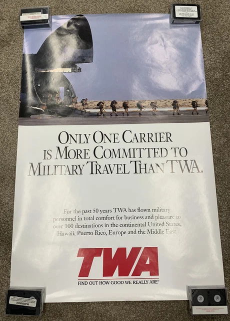 TWA Vintage 90’s Military Air Travel Poster 24x36 Army Airlines Marines Aviation