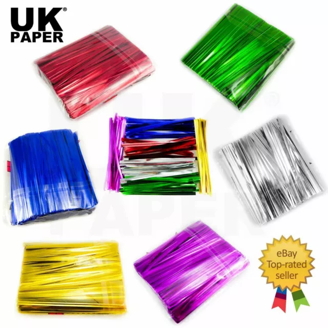 Metallic Plastic & Wire Twist Ties 4 Cone Cellophane Sweet Party Cake Gift Bags