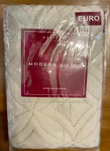 1 WEST POINT HOME MODERN LIVING European Euro Sham Quilted Beige 26x26 NIP New