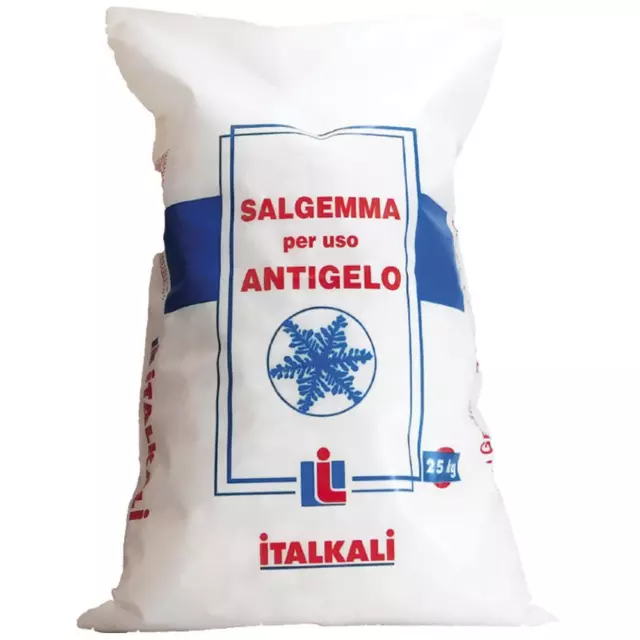 Italkali 25 Kg SALE ANTIGELO SALGEMMA PER DISGELO STRADALE SALE MARINO NATURALE