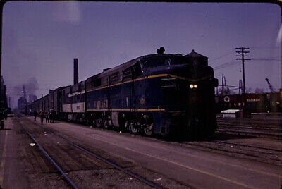Vtg 35mm Slide Wabash Railroad Train Engine People Echtachrome