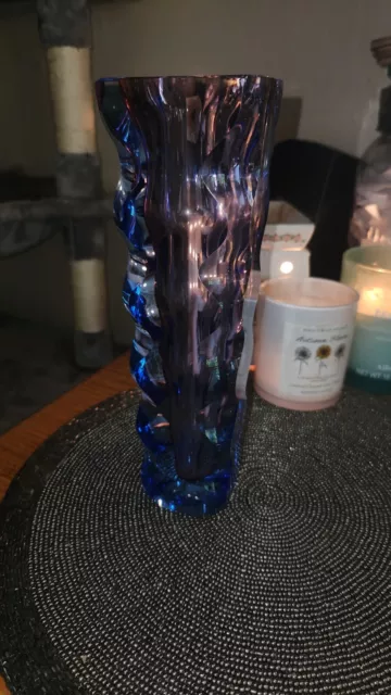 Exbor CZECH Bohemian Art Glass Vase By Oldrich Lipsky Novy Bor Multi Color 1970s