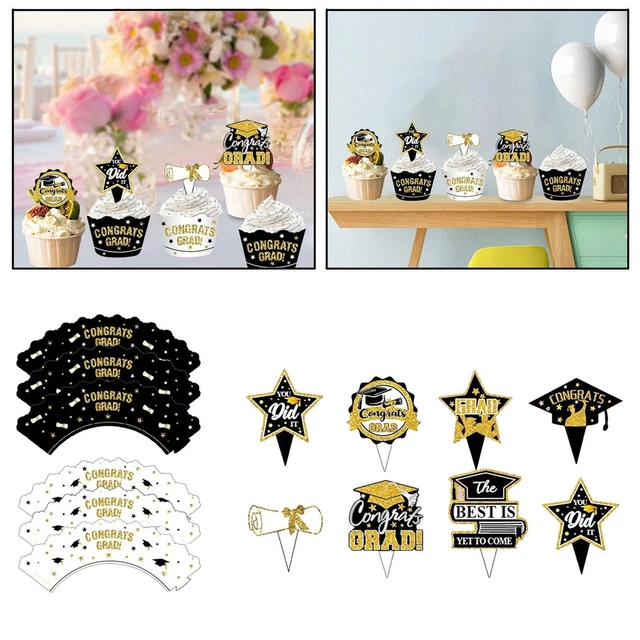 Envoltura de cupcake toppers graduación tema fiesta decoraciones fiesta