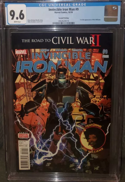 Invincible Iron Man 9 Cgc 9.6 Not 9.8 2Nd Printing 1St Full App Of Riri Williams