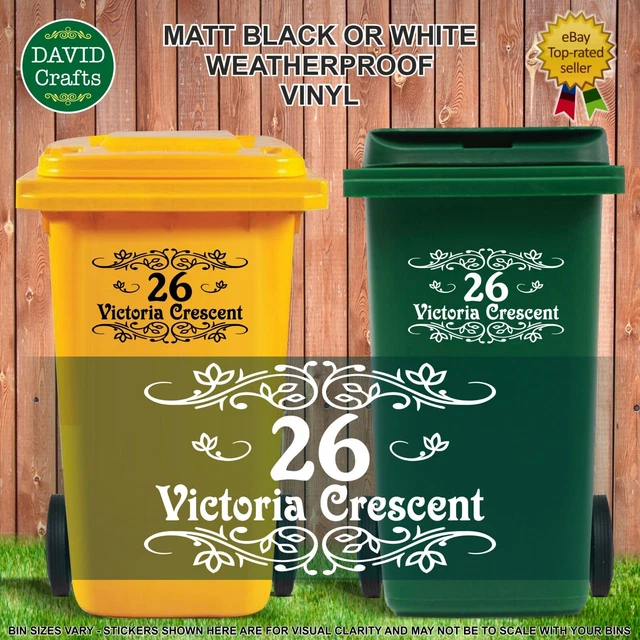 WHEELIE BIN NUMBERS & Road Name or House Name Vinyl Stickers Retro