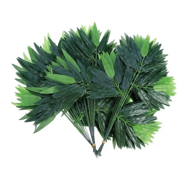 100 ud. hojas de bambú realistas vasijas verdes hojas verdes W5Z9