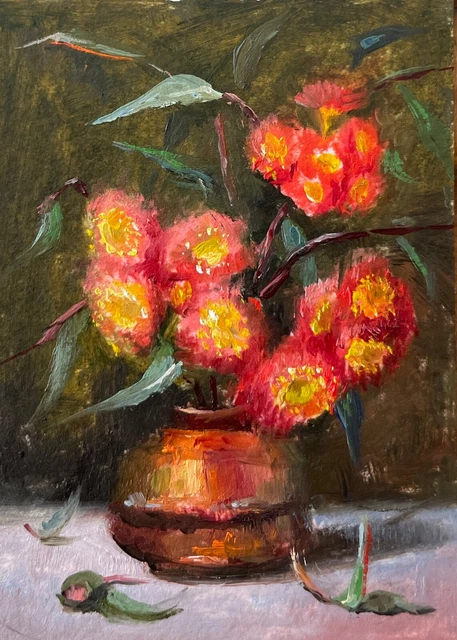 ACEO ORIGINAL Oil painting. Still life. “Corymbia” JFM ART ACEO ORIGINAL Oil painting. Still life. “Corymbia” JFM ART