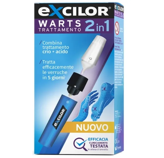 Excilor verruche warts trattamento 2 in 1 crio + acido - freddo + acido gel