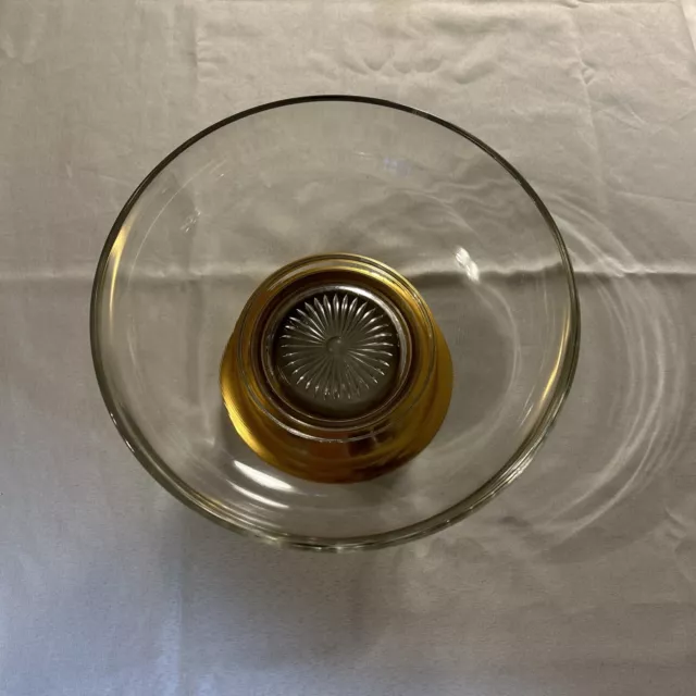 Vintage Heavy Duty Clear Glass Bowl With Gold Metal Base