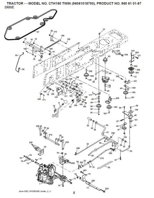 ISE Cinghia di ricambio per Husqvarna CTH173 sostituisce il modello 532439726