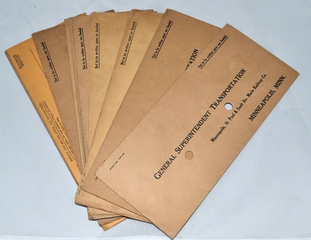 Lot of 15 Minneapolis St Paul and Saulte Ste. Marie Railway Railroad Envelope A2