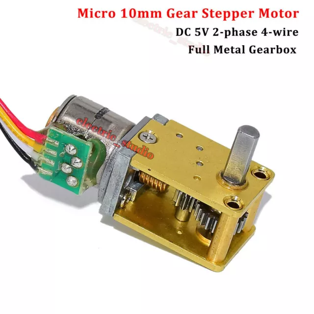 Micro 10MM DC 5V 2-Phase 4-Wire Full Metal Gearbox Worm Gear Stepper Motor Robot