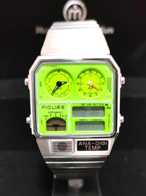 CITIZEN TICTAC ANA DIGI TEMP MIM AD SS GR Yellow Silver Movement
