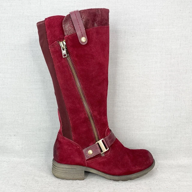 EARTH ORIGINS PORTIA Suede Leather Boots Womens Sz 8 Red Knee High Side Zip 32.99 PicClick