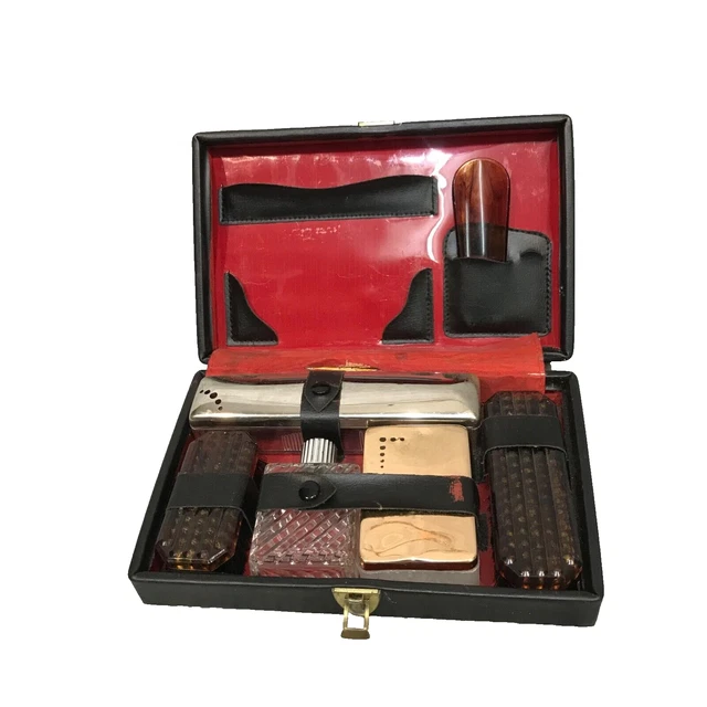 ANCIENNE TROUSSE DE Toilettes De Voyage En Simili Cuir Vintage EUR 9,00