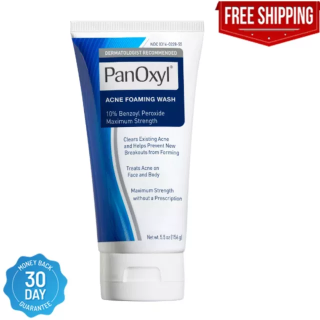 Panoxyl Max Strength Acne Foaming Wash, Face & Body, 10% Benzoyl Peroxide,5.5 Oz