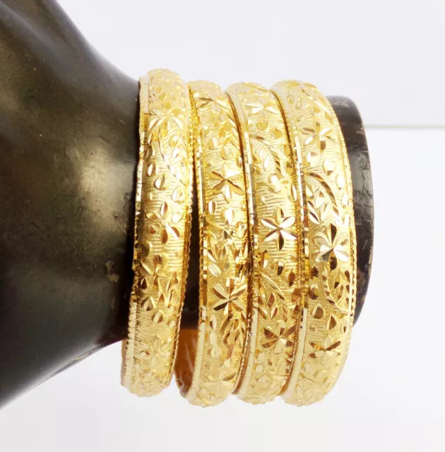 South Indian Bangles Bollywood 22k Gold Plated Bracelets Jewelry Set 4pc 2.10* 2