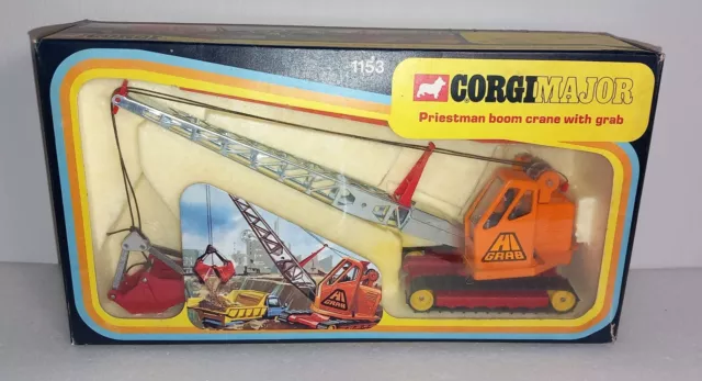 Corgi Toys Major 1153 Priestman Boom Crane with Grab 1/43 Scale Mint Boxed 1973