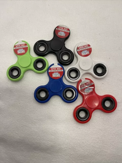 Set Of 5 Hand Fidget Spinners Focus Desk Toy KIPP Brothers. Solid colors.