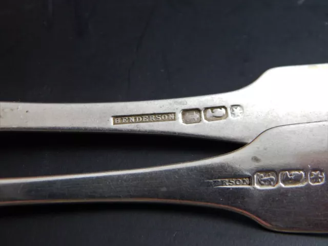 Two Antique American Coin Silver Serving Spoons Henderson Poughkeepsie NY 8 7/8"