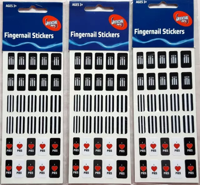 Official AFL Collingwood Magpies Fingernail Stickers 30 Pack - NEW