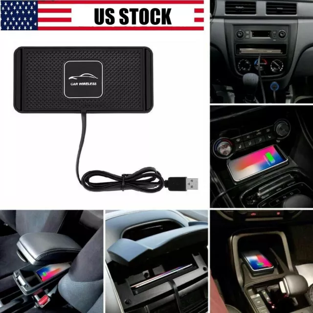 Car Wireless Charger Pad Phone Fast Charging Mat Non-Slip for iPhone Samsung