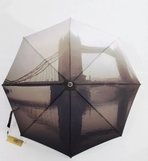 Stockschirm Motivschirm Regenschirm für Damen Brücke im Nebel 03 Langschirm