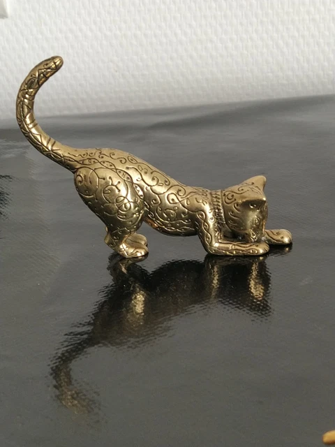 FIGURINE VINTAGE DE chat assis avec ruban rose, marqué Franklin mint, 1986 EUR 30,00 - FR