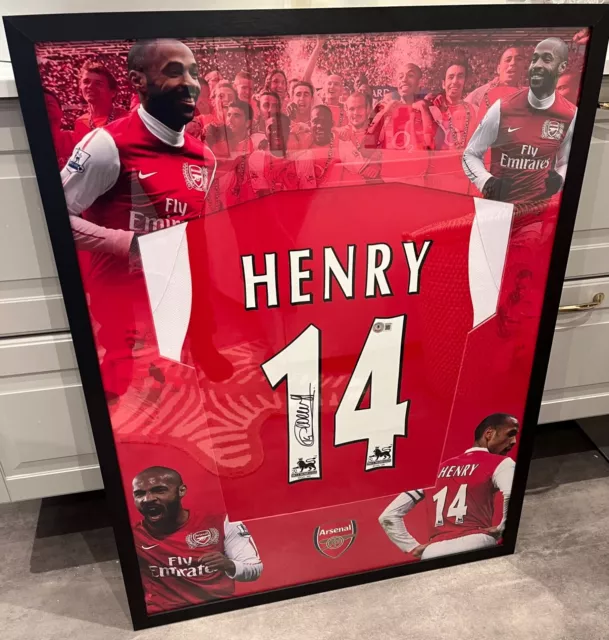 Signed and framed Thierry Henry Arsenal jersey with Coa