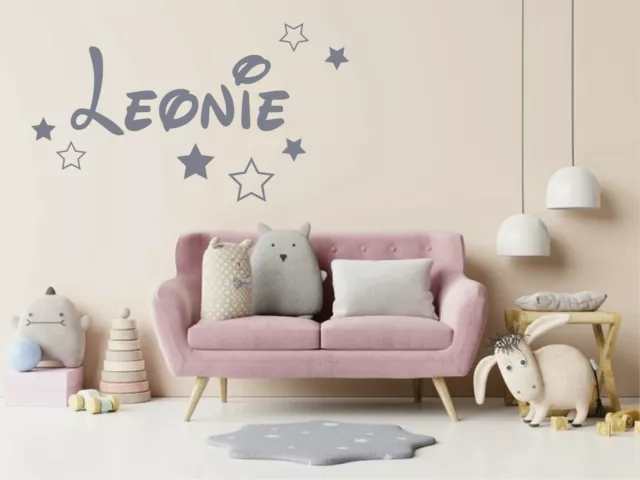 Personalised Stars Name Wall Sticker Bedroom Decal Girls Boys Kids Nursery