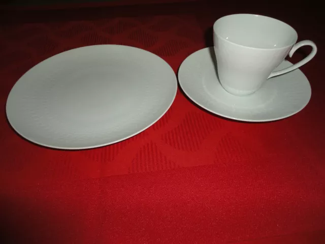 Rosenthal "Romanze weiss" 3tlg.Gedeck Kaffeetasse,Untertasse,Kuchenteller