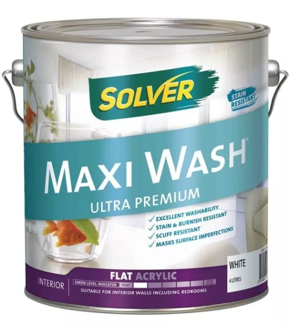 Solver 4Litre Interior Maxi-Wash-Flat  White Color Paint