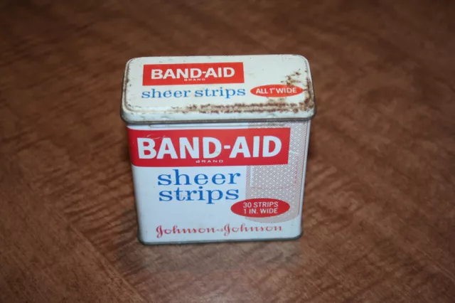 Vintage Band-Aid Sheer Strips Empty Metal Tin Johnson & Johnson 30ct See Pix!!04