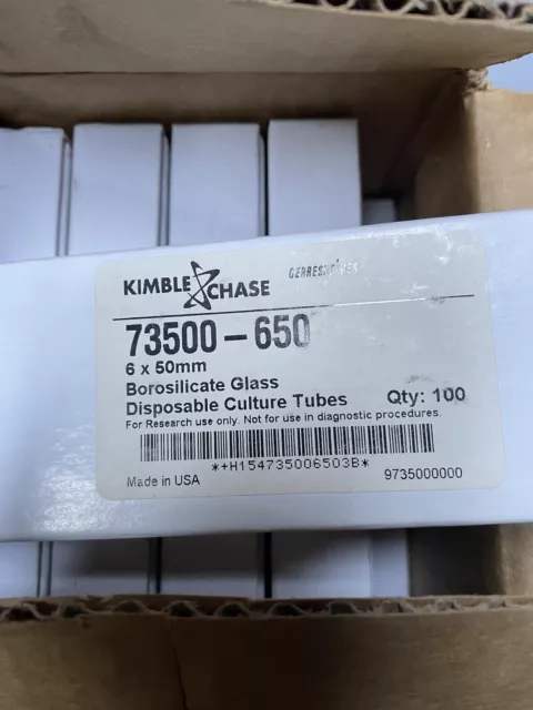 Kimble Chase 73500-650 culture Tubes, Full case 1000 6x50mm